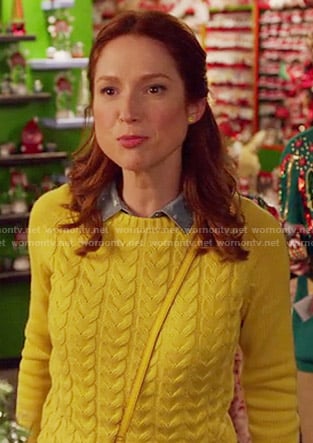 Kimmy’s yellow cable knit sweater on Unbreakable Kimmy Schmidt