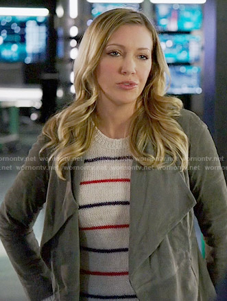 Laurel's red and blue striped sweater on Arrow