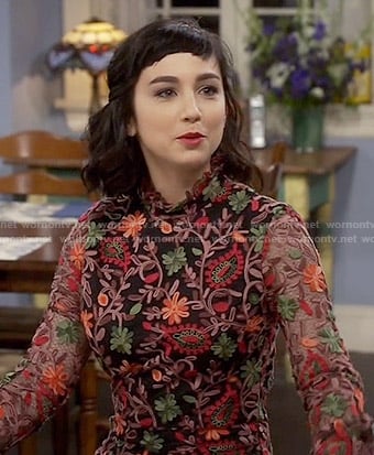 Mandy's floral embroidered dress on Last Man Standing