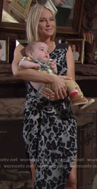 Sharon's grey leopard print dress on The Young and the Restless