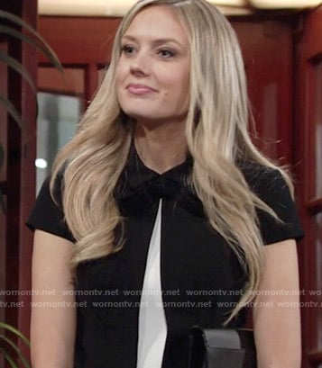 Abby’s black and white layered dress on The Young and the Restless