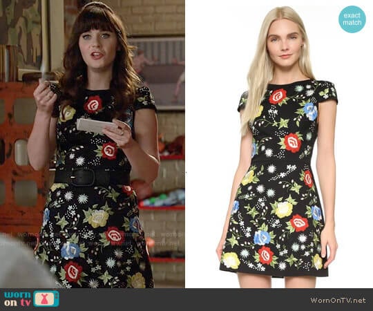 WornOnTV: Jess’s black floral embroidered dress on New Girl | Zooey ...