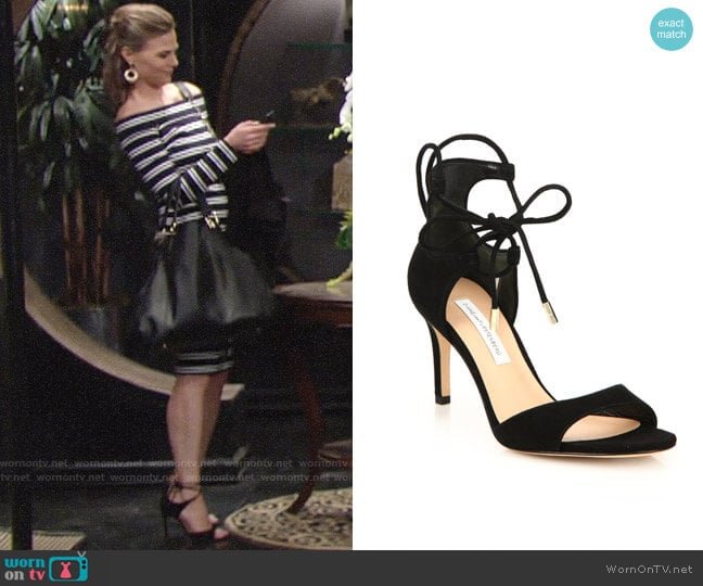 Diane von Furstenberg Rimini Ankle Wrap Sandal worn by Phyllis Newman (Gina Tognoni) on The Young and the Restless