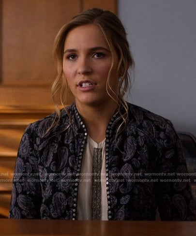 Maddie’s studded paisley jacket on Nashville