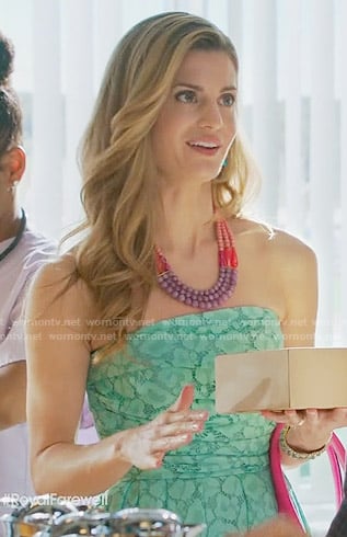 Paige's mint green strapless lace dress on Royal Pains