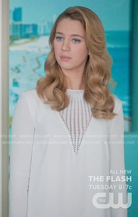 Petra's white dress with triangle lace panel on Jane the Virgin