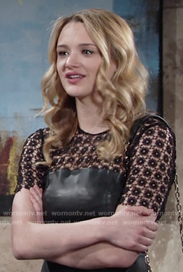 Summer’s black lace and leather dress on The Young and the Restless