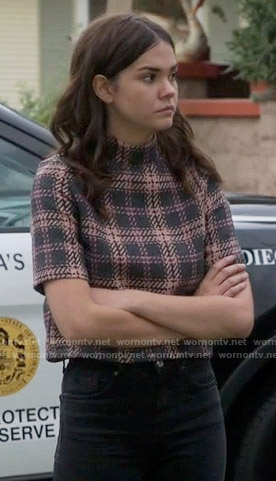 Callie's plaid top with open back on The Fosters