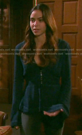 Ciara’s blue bell sleeve top on Days of our Lives