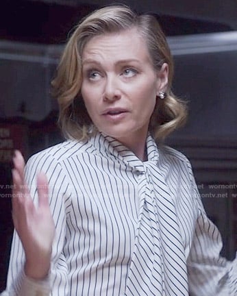 Elizabeth's striped bow neck blouse on Scandal