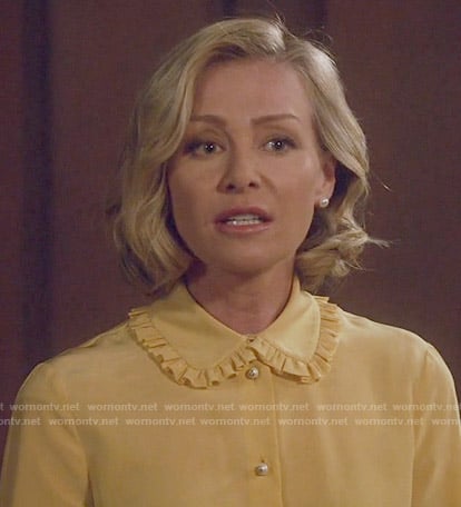 Elizabeth's yellow blouse with ruffled collar on Scandal