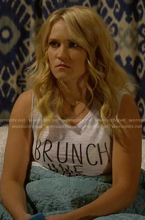 Gabi’s brunch graphic tank top on Young and Hungry