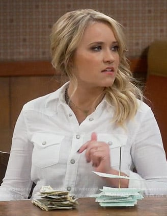 Gabi’s white button down shirt on Young and Hungry