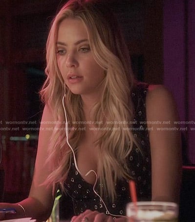 Hanna’s black and silver dotted dress on Pretty Little Liars