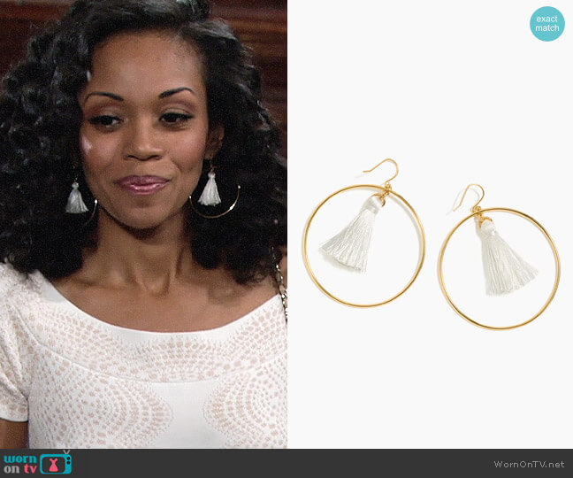 J. Crew Fringy Hoop Earrings worn by Hilary Curtis (Mishael Morgan) on The Young and the Restless