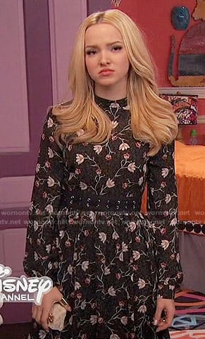 Liv's black floral long sleeved dress on Liv and Maddie