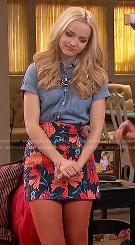 Liv’s floral skirt and denim shirt on Liv and Maddie