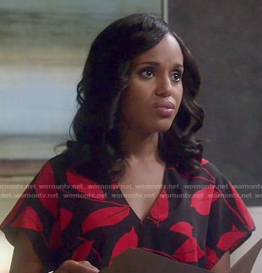 Olivia's black and red leaf print blouse on Scandal