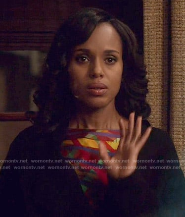 Olivia’s multi colored print top on Scandal