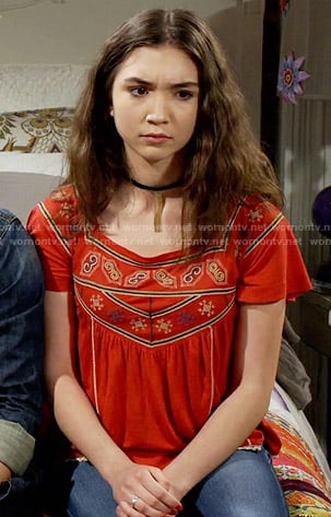 Riley’s red embroidered top on Girl Meets World