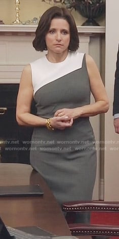 Selina’s grey and white dress on Veep