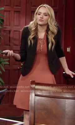 Summer’s orange lace-up dress on The Young and the Restless