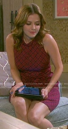 Theresa's red tile printed dress on Days of our Lives
