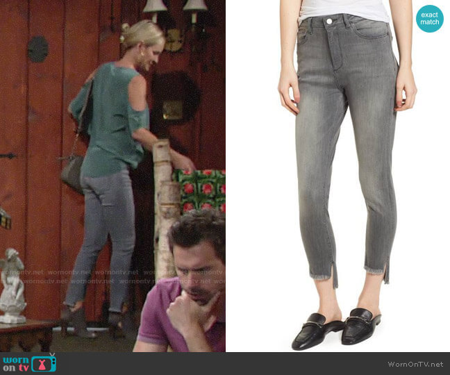 DL1961 Chrissy Trimtone High Waist Step Hem Skinny Jeans worn by Sharon Newman (Sharon Case) on The Young and the Restless