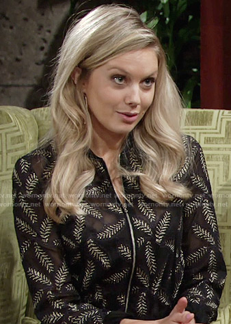 Abby’s black jacket with gold leaf embroidery on The Young and the Restless