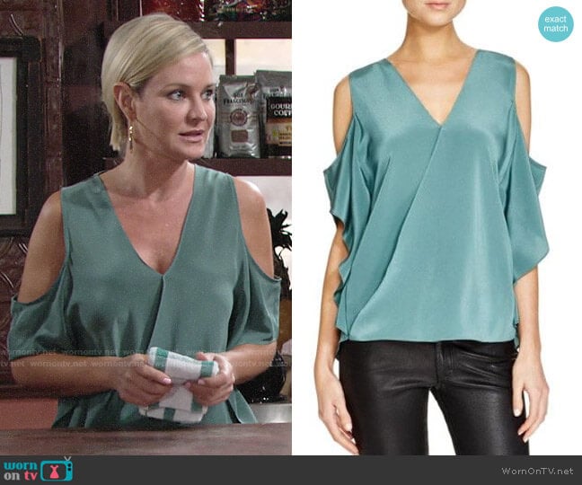 Bailey 44 Azalea Top worn by Sharon Newman (Sharon Case) on The Young and the Restless