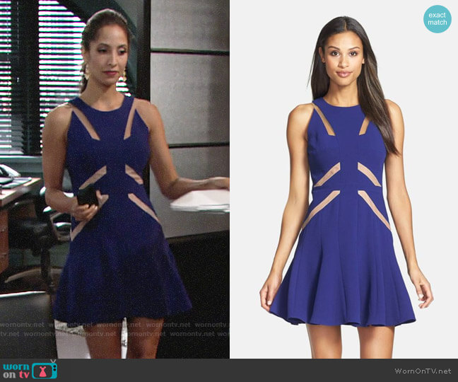 Bcbgmaxazria Mesh Cutout Skater Dress worn by Lily Winters (Christel Khalil) on The Young and the Restless