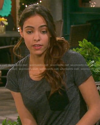 Ciara’s grey t-shirt with black pocket on Days of our Lives