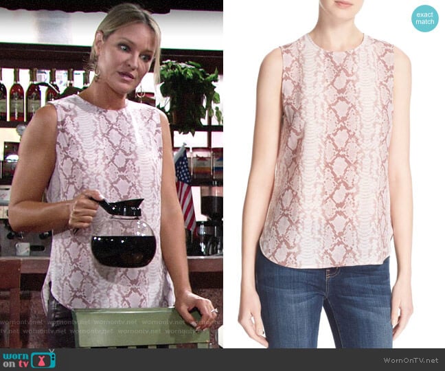 Equipment Lyle Top in Picasso worn by Sharon Newman (Sharon Case) on The Young and the Restless