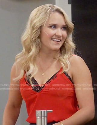 Gabi’s red  cutout cami on Young and Hungry