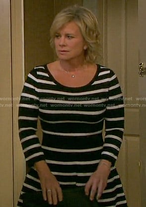 Kayla's black and white striped dress on Days of our Lives