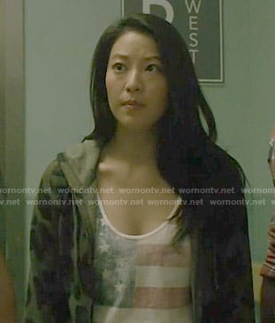 Kira's USA flag top and leopard print hoodie on Teen Wolf