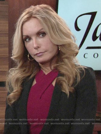 Lauren’s burgundy cross neck dress on The Young and the Restless