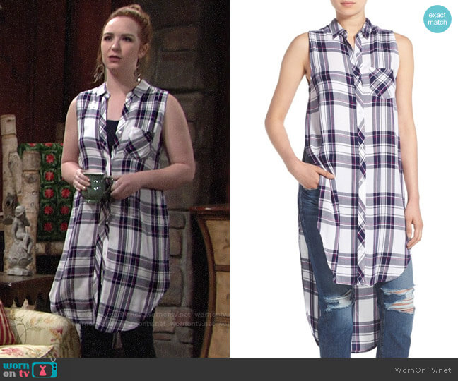 Rails 'Jordyn' Sleeveless Tunic in White / Navy / Orchid worn by Mariah Copeland (Camryn Grimes) on The Young & the Restless