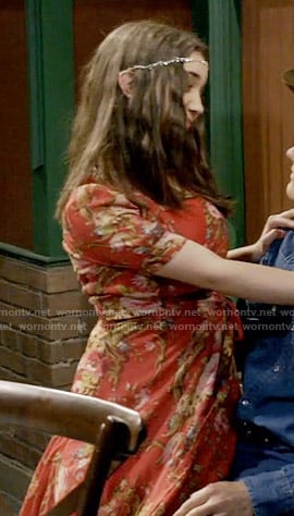 Riley’s red floral wrap maxi dress on Girl Meets World