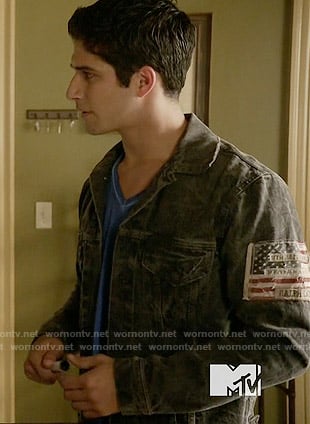 Scott's black jacket with flag patch on Teen Wolf