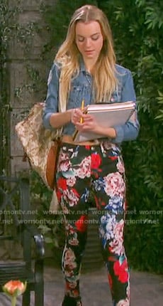 Claire's floral jeans and denim jacket on Days of our Lives