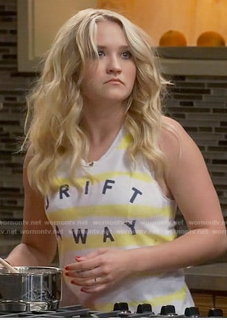 Gabi's yellow striped Drift Away top on Young and Hungry