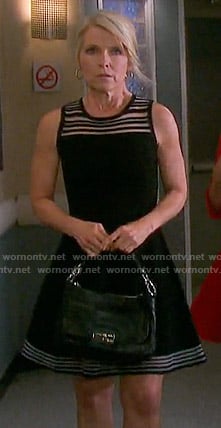 Jennifer’s black striped panel a-line dress on Days of our Lives