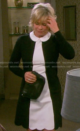 Kayla's black and white collared colorblock dress on Days of our Lives