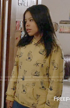 Mariana's yellow fox print sweatshirt on The Fosters