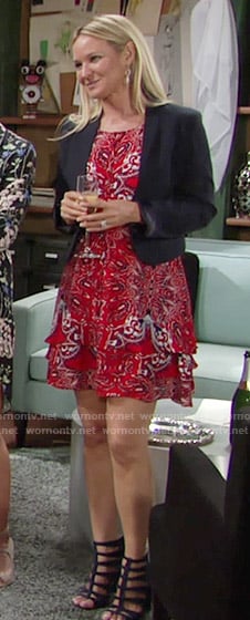 Sharon’s red paisley dress on The Young and the Restless