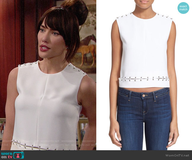 The Kooples Ring Embellished Top worn by Steffy Forrester (Jacqueline MacInnes Wood) on The Bold and the Beautiful