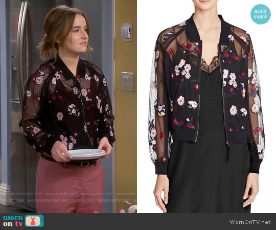 Lucy Paris Embroidered Bomber Jacket worn by Eve Baxter (Kaitlyn Dever) on Last Man Standing