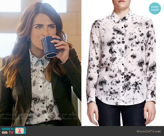 The Kooples Dandelion-Print Silk Blouse worn by Laurel Castillo (Karla Souza) on How to Get Away with Murder