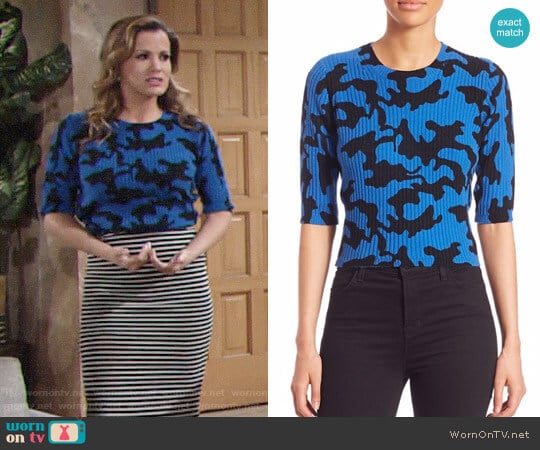 Zoe Jordan Newton Wool & Cashmere Camo-Print Sweater worn by Chelsea Lawson (Melissa Claire Egan) on The Young and the Restless